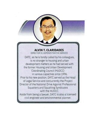 Director Alvin T. Claridades (DATC) of the Department of Human Settlements and Urban Development (DHSUD)