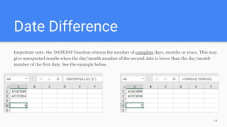Spreadsheet Date & Time Functions | PDF