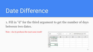 Spreadsheet Date & Time Functions | PDF