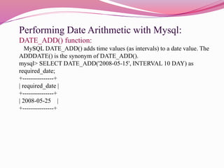 Date and time functions in mysql | PPT
