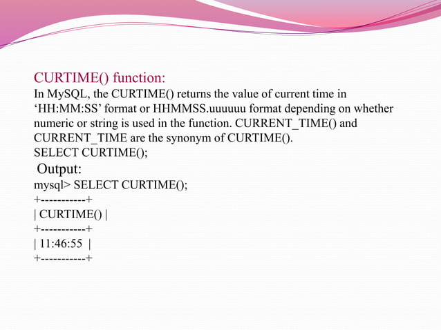 Date and time functions in mysql | PPTX