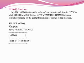 Date and time functions in mysql | PPTX