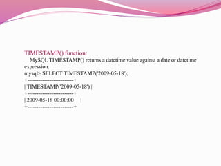 Date and time functions in mysql | PPTX