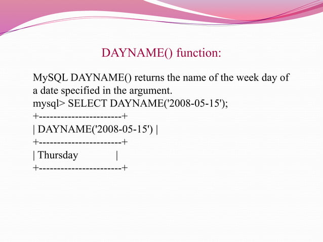 Date and time functions in mysql | PPTX