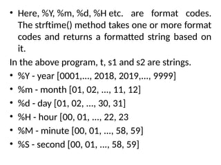 DateandTime presentation in python programming | PPTX