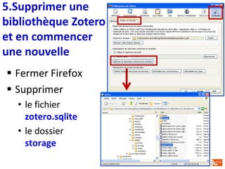 5. Les modules complémentaires de Zotero
 En plus de
• ZotFile
• Zotero Better Bib(La)Tex
 Beaucoup d’autres modules
• Zutilo : ensemble de macros pour gérer les
marqueurs, modifier le chemin des fichiers
attachés, etc.
• Zotero QuickLook : pour les utilisateurs de
Mac OSX, permet de visualiser les notes et
les fichiers attachés avec QuickLook -
compatible avec Windows et Linux (mais peu
convaincant sur Windows) moyennant
l’installation d’un autre logiciel - vidéo de
démo
• liste complète sur le site Zotero et sélection
sur le blog The Zoteroist
By Alexandra Guerson
Source : Flickr
 