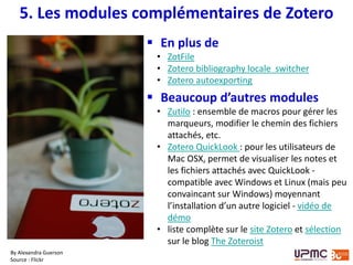 5. Zotero, les smartphones et les tablettes
Source (et cours complet) : Harvard Kennedy School Library and knowledge services
Et aussi
 