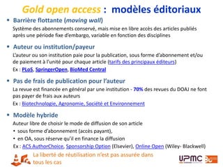 2011
HAL-UPMC
1991
xxx.lanl.gov qui
deviendra arXiv
1997
CogPrints
2000
Création du
CCSD (CNRS)
2008
Loi NIH
(Etats-
unis)
1998
Cyberthèses
(Lyon II)
2001
HAL
TEL
2005
ARCHIMER
HAL-INRIA
HAL-INSERM
1999
Open Archives
Initiative
2000
PubMed
Central
2001
PLoS
Copernicus
2013
CCSD = unité
mixte
Monde
Les 2 voies du libre accès
France
2013
Obligation
de dépôt
INRIA
1999
revues.org
2003
DOAJ
1993
Serveur de
preprints du
CERN
2013
Loi Allemagne
Politique FNS
(Suisse)
Politique FRS
(Belgique)
2014
Episciences.org
2012
Politique RCUK
(Royaume-Uni)
2002
BOAI
Par:StevenDePolo-CC-BY-source:Flickr
 