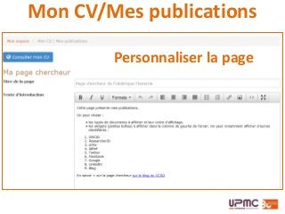 Personnaliser la page
Mon CV/Mes publications
 