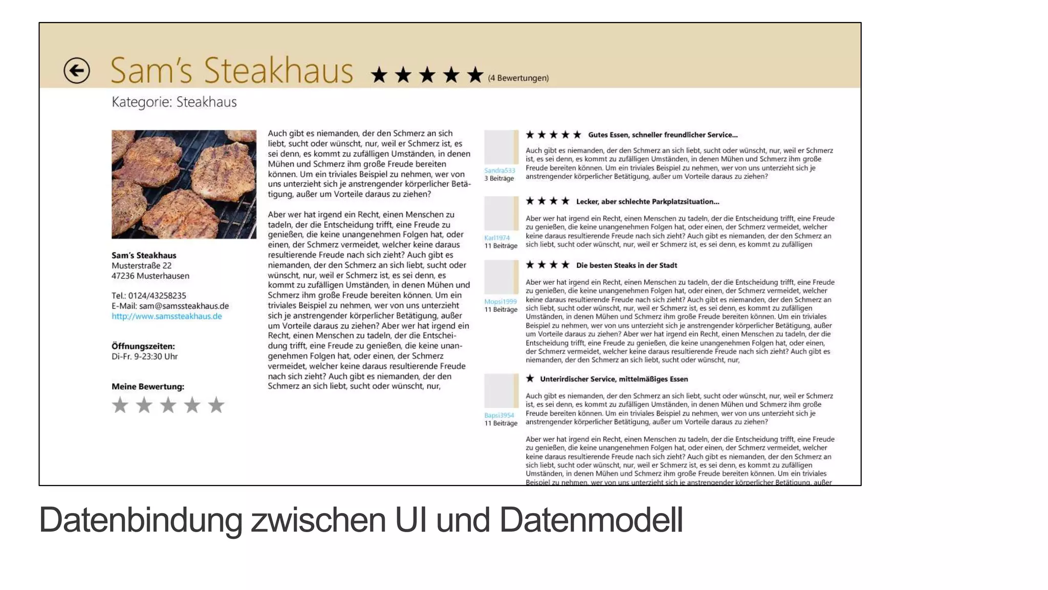 Datenbindung zwischen UI und Datenmodell
 