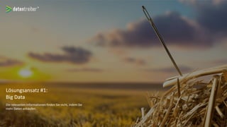 Big Data Ansatz
Lösungsansatz #1:
Big Data
Die relevanten Informationen finden Sie nicht, indem Sie
mehr Daten anhäufen.
 