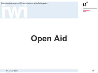 20. Januar 2016
Datenvisualisierungen mit D3.js und weiteren Web-Technologien
38
Open Aid
 
