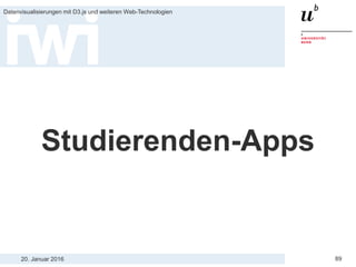 20. Januar 2016
Datenvisualisierungen mit D3.js und weiteren Web-Technologien
89
Studierenden-Apps
 