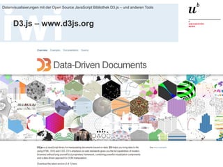 Dr. Matthias Stürmer, 11. Dezember 2014 
Datenvisualisierungen mit der Open Source JavaScript Bibliothek D3.js – und anderen Tools 
20 
D3.js – www.d3js.org  