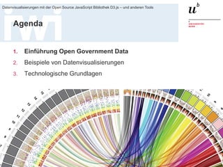 Dr. Matthias Stürmer, 11. Dezember 2014 
Datenvisualisierungen mit der Open Source JavaScript Bibliothek D3.js – und anderen Tools 
3 
Agenda 
1. 
Einführung Open Government Data 
2. 
Beispiele von Datenvisualisierungen 
3. 
Technologische Grundlagen  