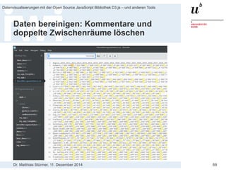 Dr. Matthias Stürmer, 11. Dezember 2014 
Datenvisualisierungen mit der Open Source JavaScript Bibliothek D3.js – und anderen Tools 
69 
ODS Datei mit LibreOffice geöffnet  