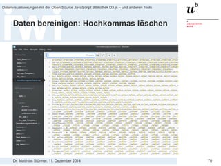 Dr. Matthias Stürmer, 11. Dezember 2014 
Datenvisualisierungen mit der Open Source JavaScript Bibliothek D3.js – und anderen Tools 
70 
Export der Daten als UTF-8 CSV-Datei  