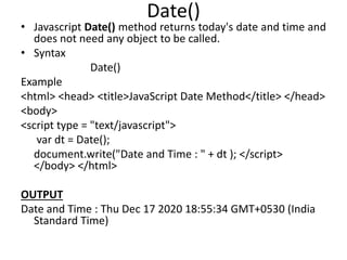 Date object.pptx date and object v | PPTX