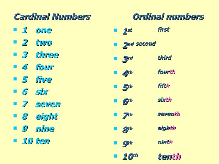 Resultat d'imatges de cardinal and ordinal numbers
