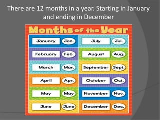 Jan December Dates and days presentation | PPTX