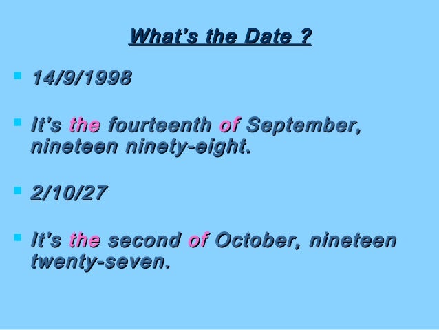  Dates  and ordinal numbers 