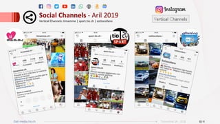 Dati media tio.ch 014Ticinonline SA - 2018
Social	Channels	-	Aril	2019	
Vertical	Channels:	timamme	|	sport.tio.ch	|	sottocofano	
Vertical Channels
 