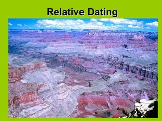 I. Relative Dating
• Relative Dating is when you give the age
of a rock or fossil compared to another
rock or fossil.
– Ex...