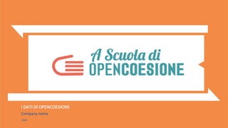 I DATI DI OPENCOESIONE
Company name
date
 