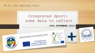 Integrated Sport:
some data to reflect
19th NOVEMBER 2015
Ph.D.: Pau Espinosa Trull
 