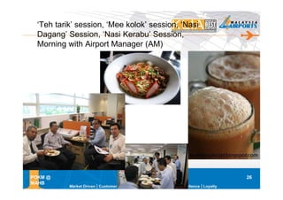 ‘Teh tarik’ session, ‘Mee kolok’ session, ‘Nasi
 Dagang’ Session, ‘Nasi Kerabu’ Session,
 Morning with Airport Manager (AM)




POKM @                                             26
MAHB
 
