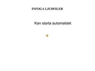 INFOGA LJUDFILER Kan starta automatiskt 