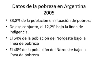 Datos de la pobreza en Argentina 2005 ,[object Object],[object Object],[object Object],[object Object]