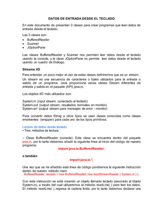 Datos de entrada_desde_el_teclado java | PDF