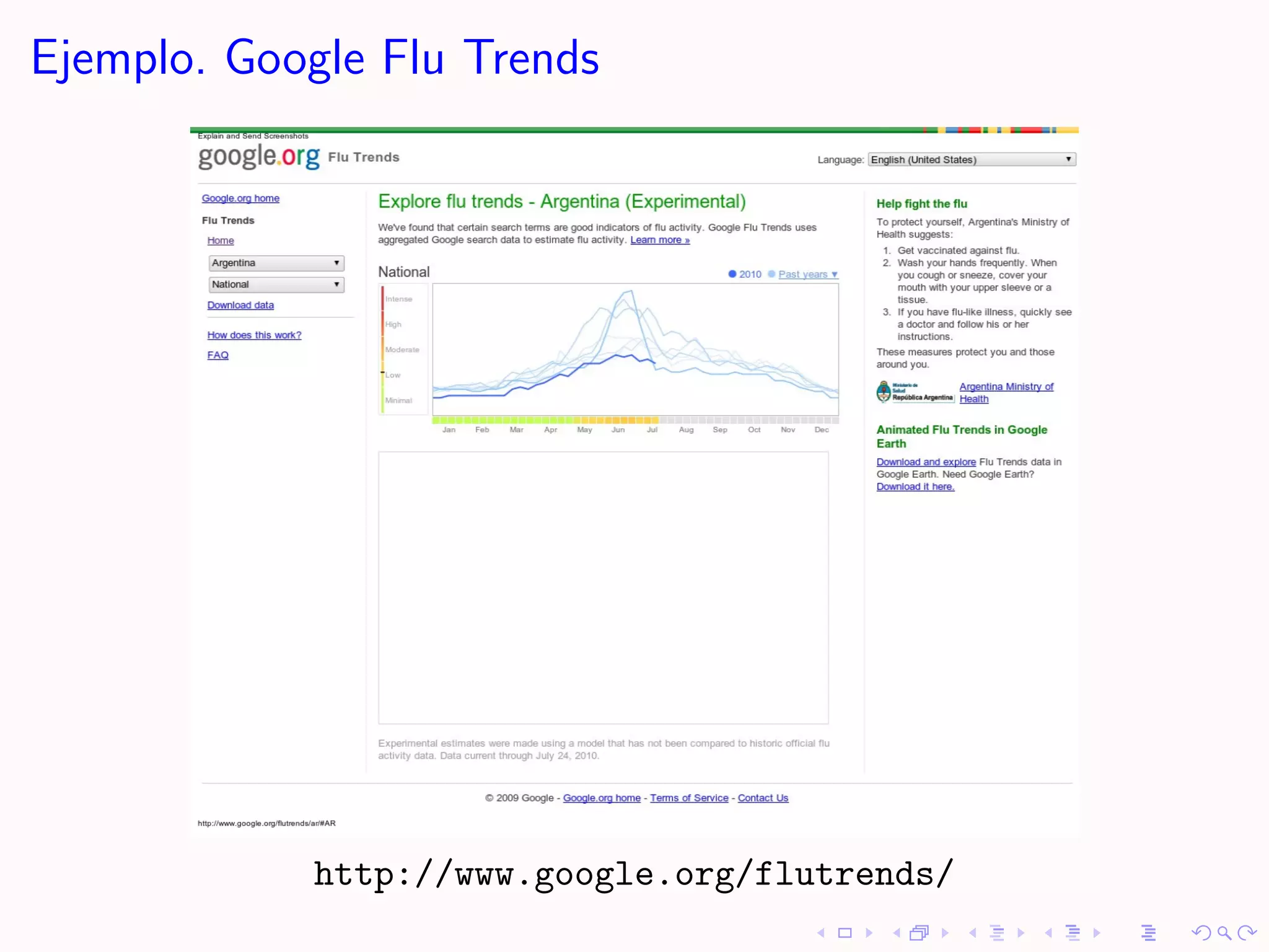 Ejemplo. Google Flu Trends




            http://www.google.org/flutrends/
 