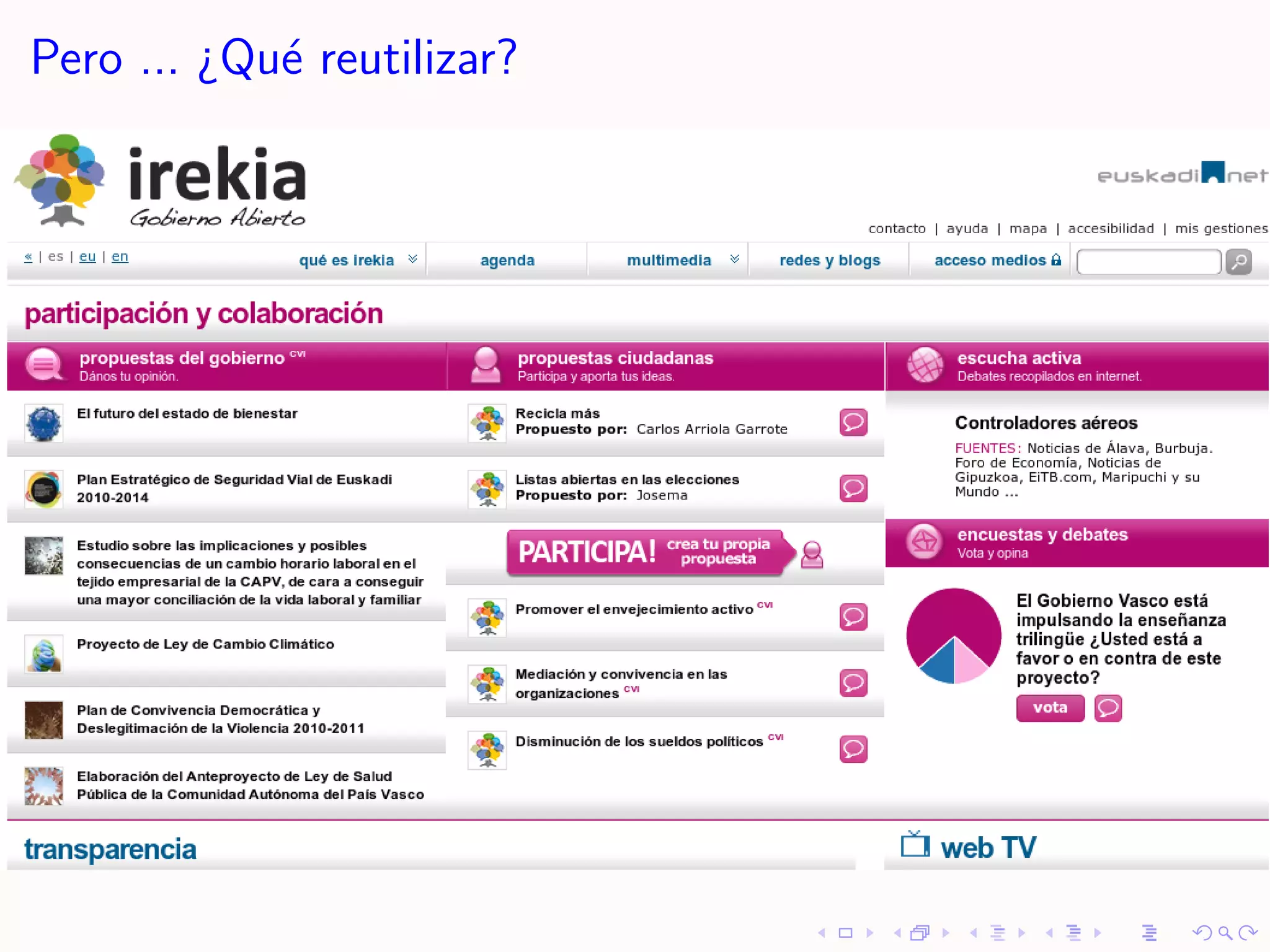 Pero ... ¿Qu´ reutilizar?
            e
 