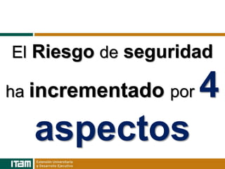 El Riesgo de seguridad

ha incrementado por   4
  aspectos
 