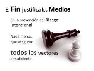 El Fin justifica los Medios
  En la prevención del Riesgo
  Intencional

  Nada menos
  que asegurar

  todos los vectores
  es suficiente
 