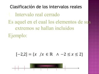 Clasificación de los intervalos reales
 
