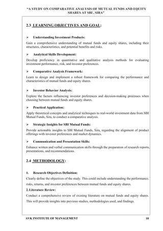 A STUDY ON COMPARATIVE ANALYSIS OF MUTUAL FUNDS AND EQUITY SHARES AT ...