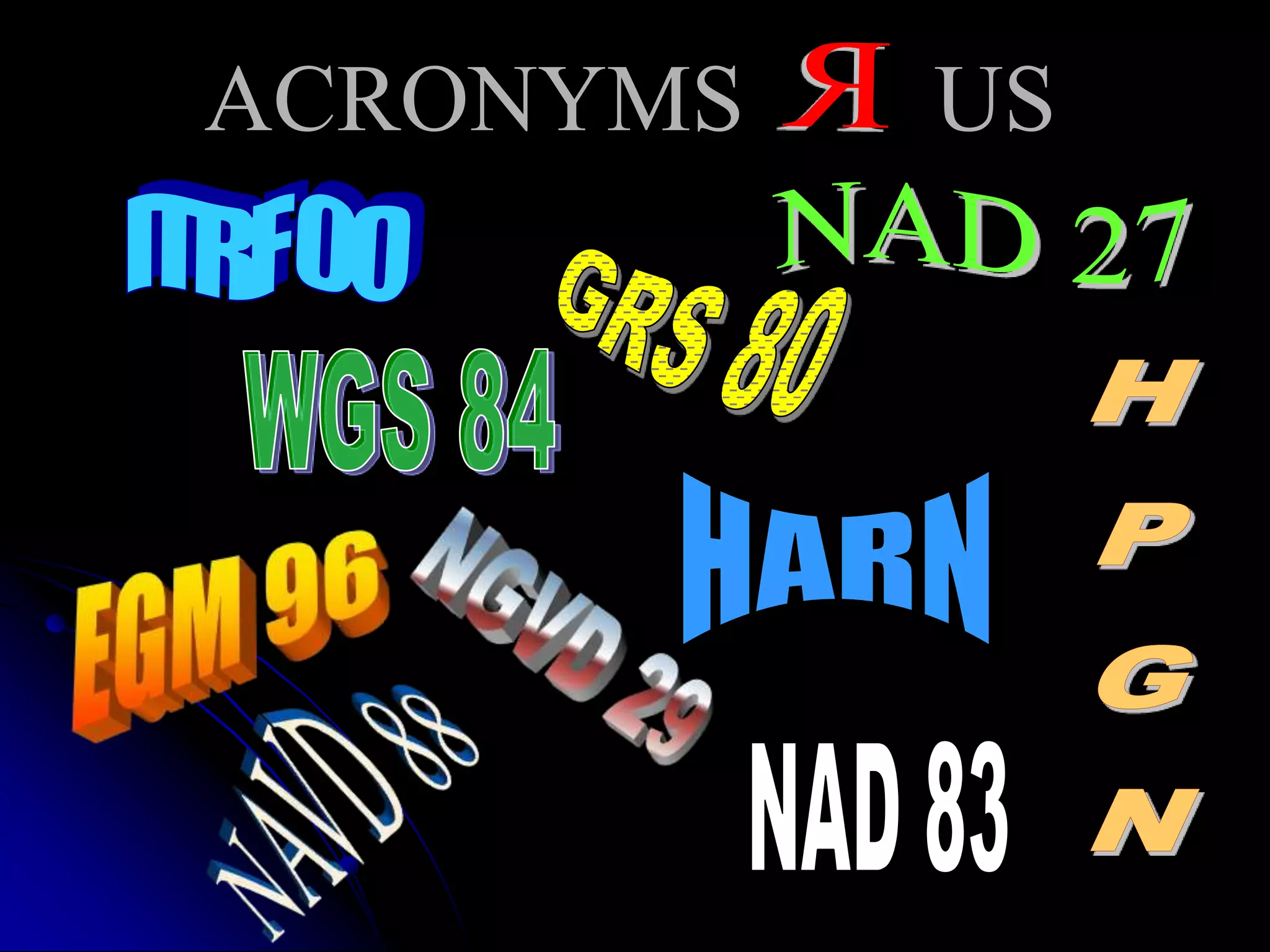 DATUMSKindly made availble for student use and prepared entirely by John Hamilton, CEO Terrasurv Inc. 