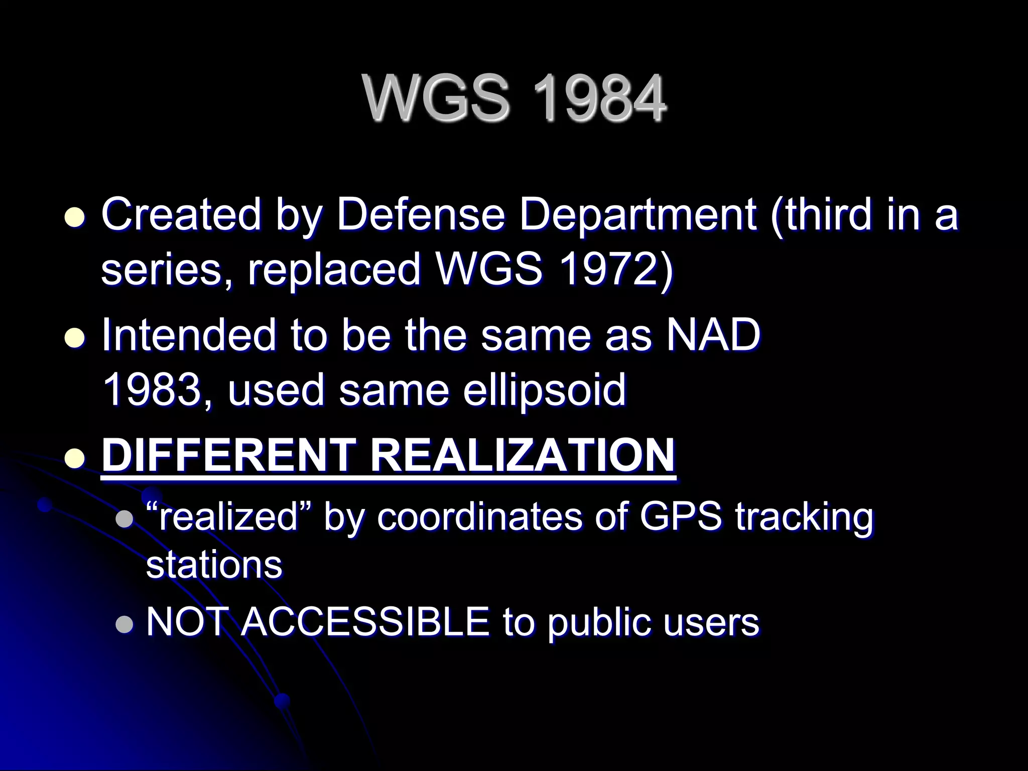 NEW ADJUSTMENTNAD 1983 (NSRS)February 2007 completionGPS observations onlyHold CORS fixedAccurate to a couple of cmChanges in existing coordinates up to 10 cm, usually less than 5 cmSame parameters as NAD 1983, more accurate realization