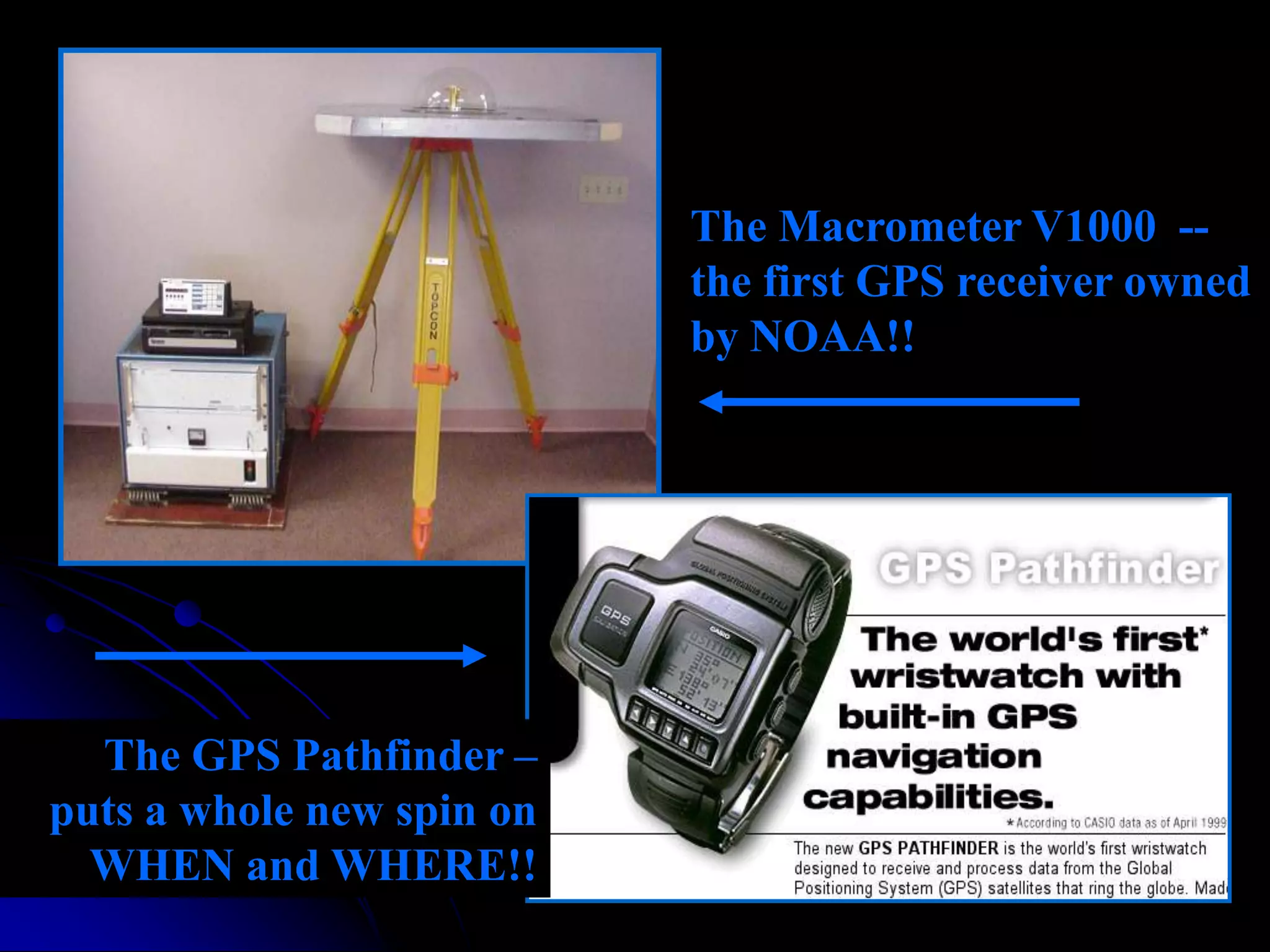 The Macrometer V1000  -- the first GPS receiver owned by NOAA!!The GPS Pathfinder – puts a whole new spin on WHEN and WHERE!!