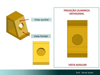 Vista frontal
Prof. Sinval Xavier
PROJEÇÃO CILINDRICA
ORTOGONAL
Vista auxiliar
VISTA AUXILIAR
 