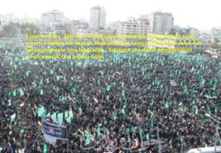 قال عمر: لكني أتمنى لو أن هذه الدار مملوءة رجالاً مثل أبي عبيدة بن الجراح وحذيفة بن اليمان و معاذ بن جبل و سالم مولى أبي حذيفة فأستعملهم في طاعة الله ... Umarberkata: TapisayaberkeinginanrumahinipenuhdengansosoksepertiUbaidah bin Jarrah, Hudzaifah bin Yaman, Muadz bin JabaldanSalimpembantu Abu Hudzaifah.. Sehinggaakudapatmenggunakanmerekauntuktaatkepada Allah