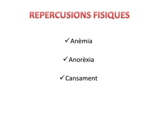 Anèmia

Anorèxia

Cansament
 