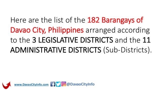 Davao City Philippines Districts And Barangays