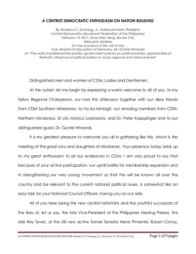 Davao Welcome Address