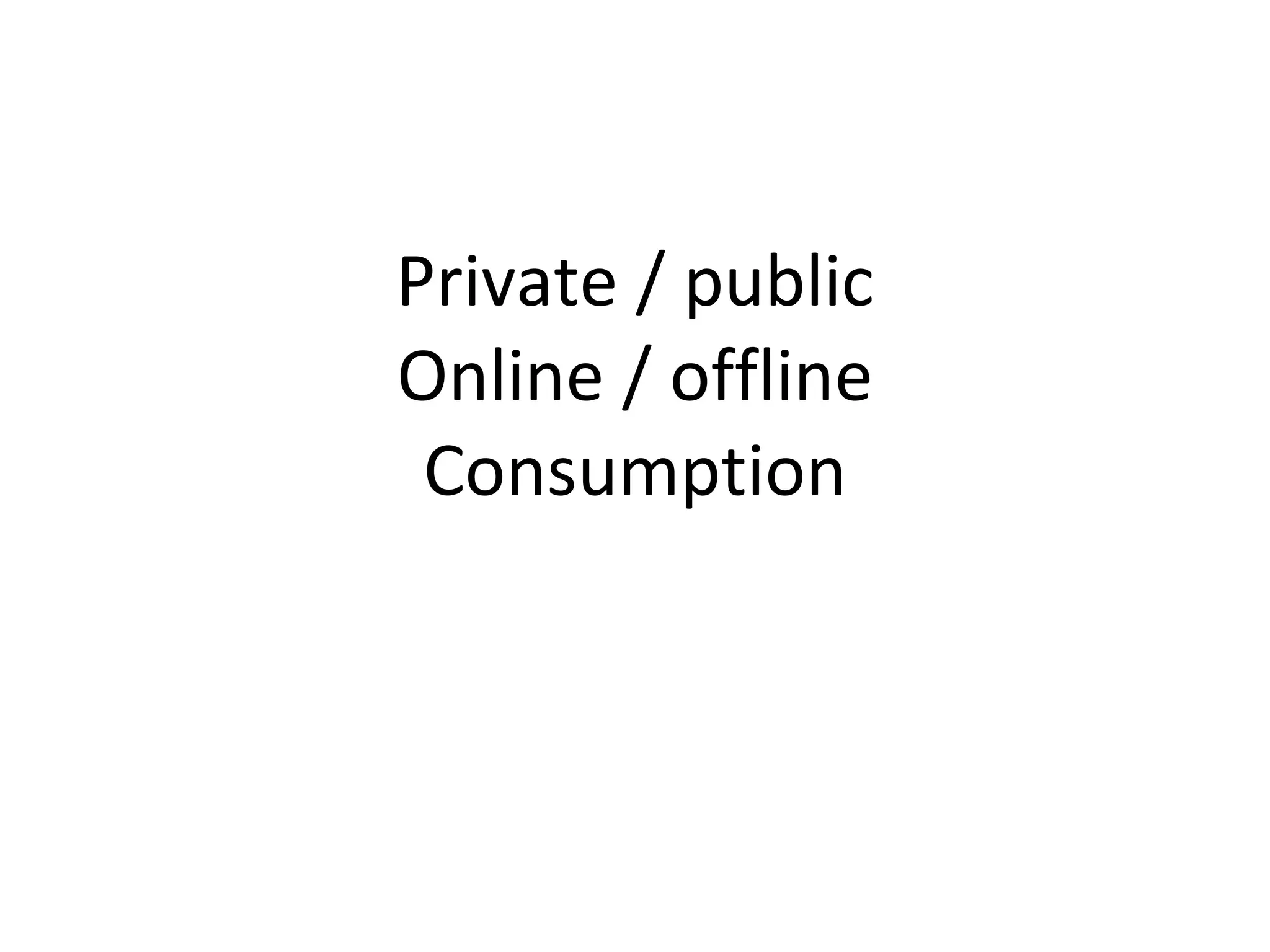 Private / public Online / offline Consumption 