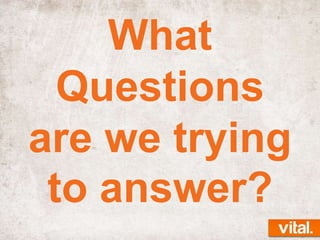What
Questions
are we trying
to answer?

 