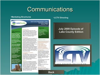 Communications Marketing Brochures LCTV Directing July 2009 Episode of  Lake County Edition Back 